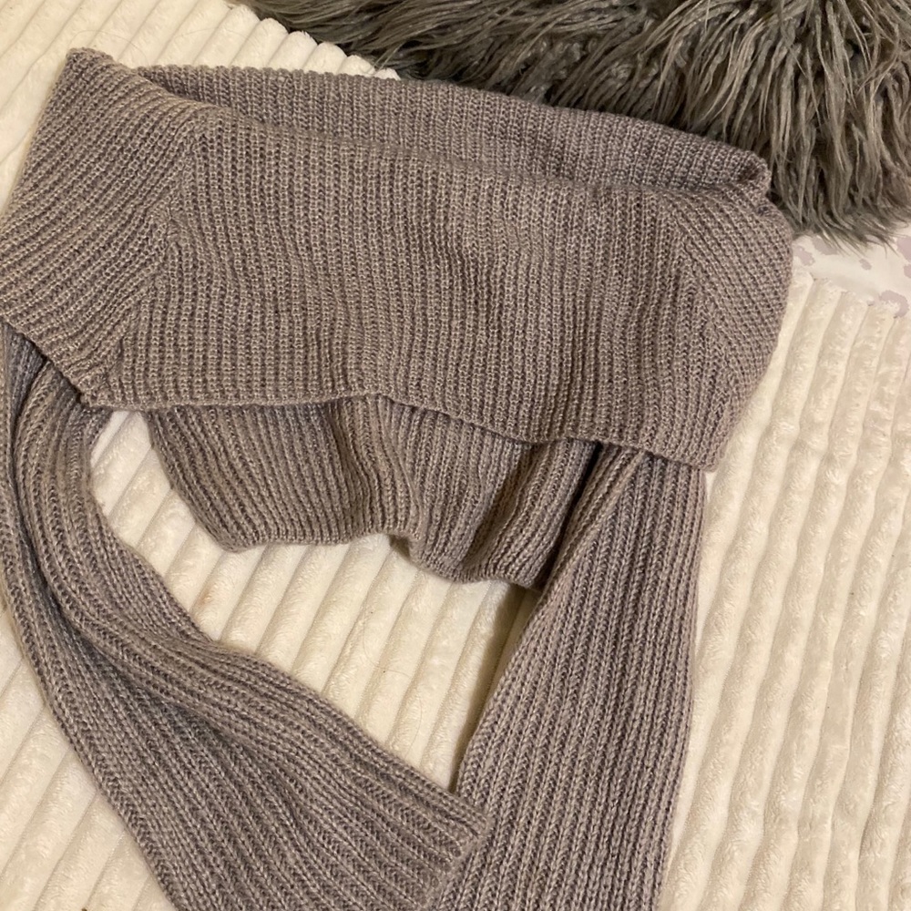 Off the shoulder cropped sweater